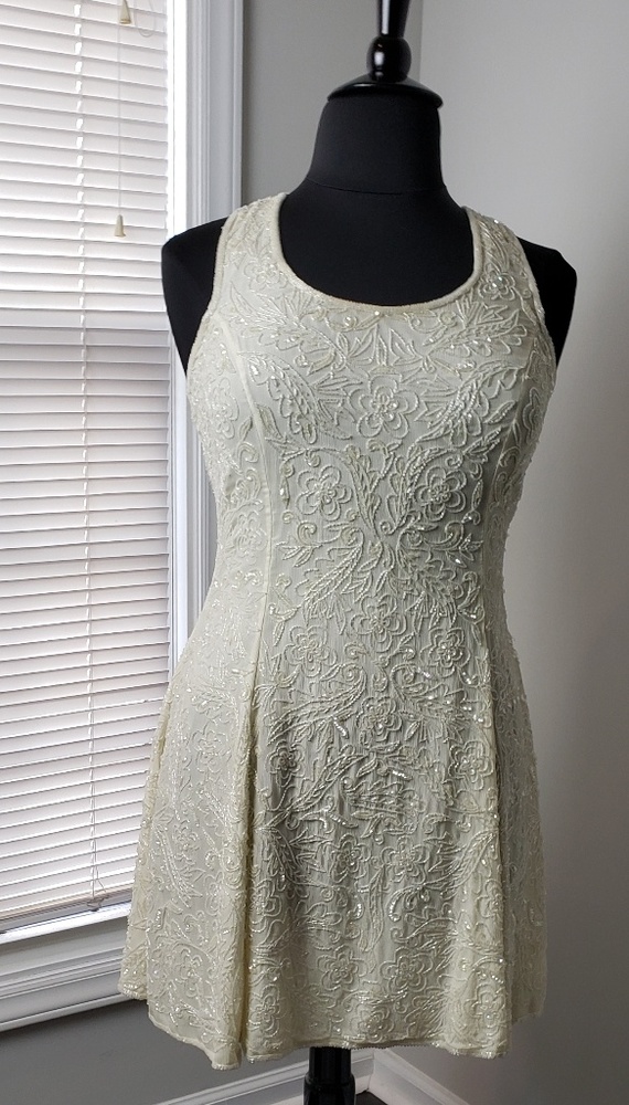 Vintage Hand- Beaded Wedding/Cocktail Dress